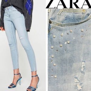 Zara skinny pearl jeans